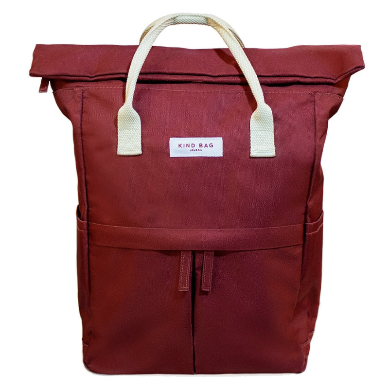 Medium backpack made by Kind Bag from 100% recycled plastic bottles - in Burgundy.