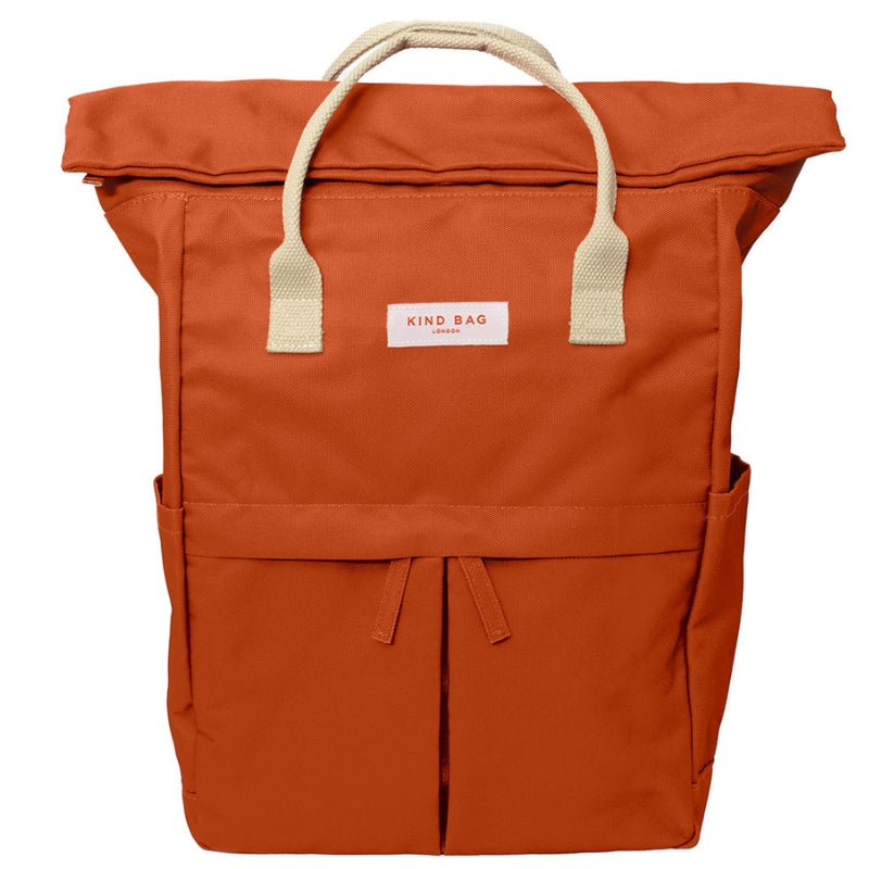 Medium backpack made by Kind Bag from 100% recycled plastic bottles - in Burned Orange.