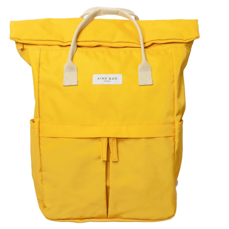 Medium backpack made by Kind Bag from 100% recycled plastic bottles - in Tuscan Yellow Sun.