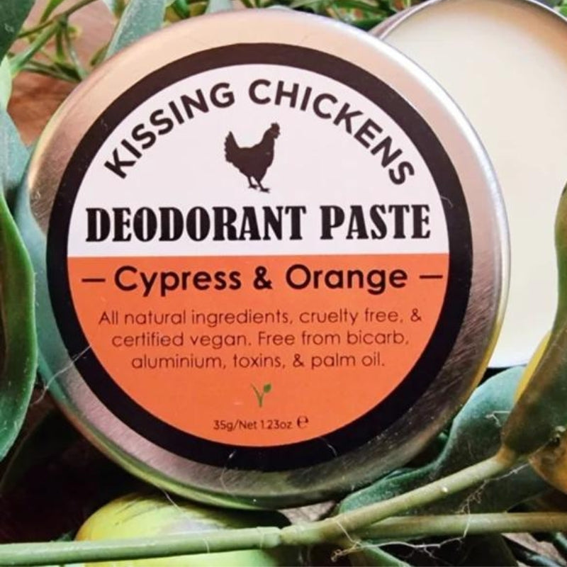 Kissing Chickens Organic Bicarb free natural deodorant paste - Cypress & Orange.