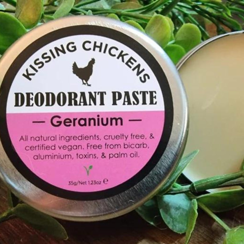 Kissing Chickens Organic Bicarb free natural deodorant paste - Geranium.