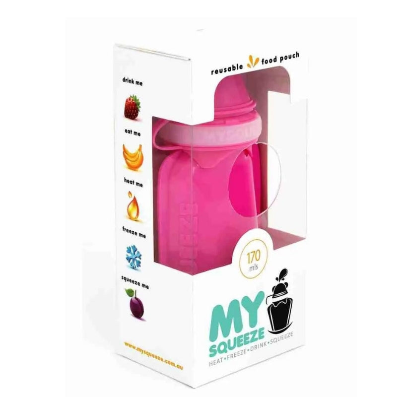 My Squeeze 170ml reusable food pouch in Pink