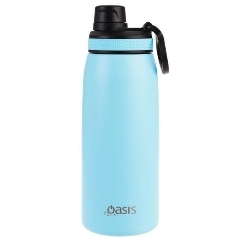 Oasis 780ml sports bottle double walled insulated stainless steel bottle with screw cap lid - Island Blue.