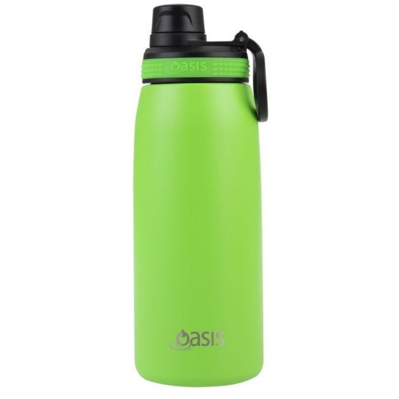 Oasis 780ml sports bottle double walled insulated stainless steel bottle with screw cap lid - Neon Green.
