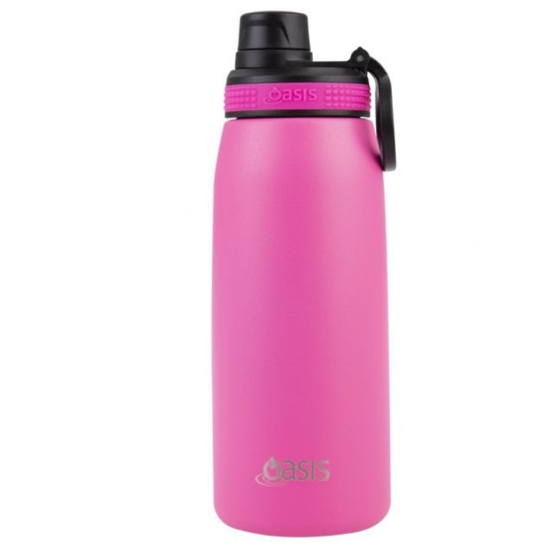 Oasis 780ml sports bottle double walled insulated stainless steel bottle with screw cap lid - Neon Pink.