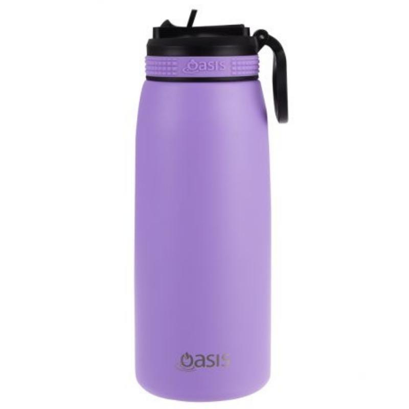 780ml Oasis sports bottle with sipper lid - double walled stainless steel bottle - Lavender. 