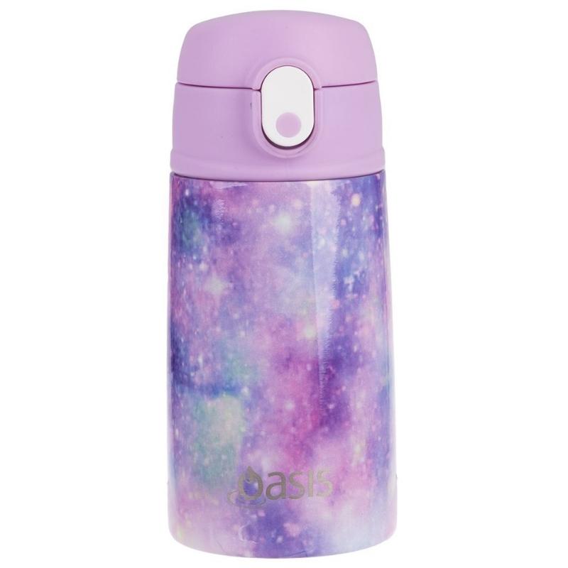 400ml Oasis Stainless Steel Double Walled insulated kids water bottle with sipper straw - Galaxy 