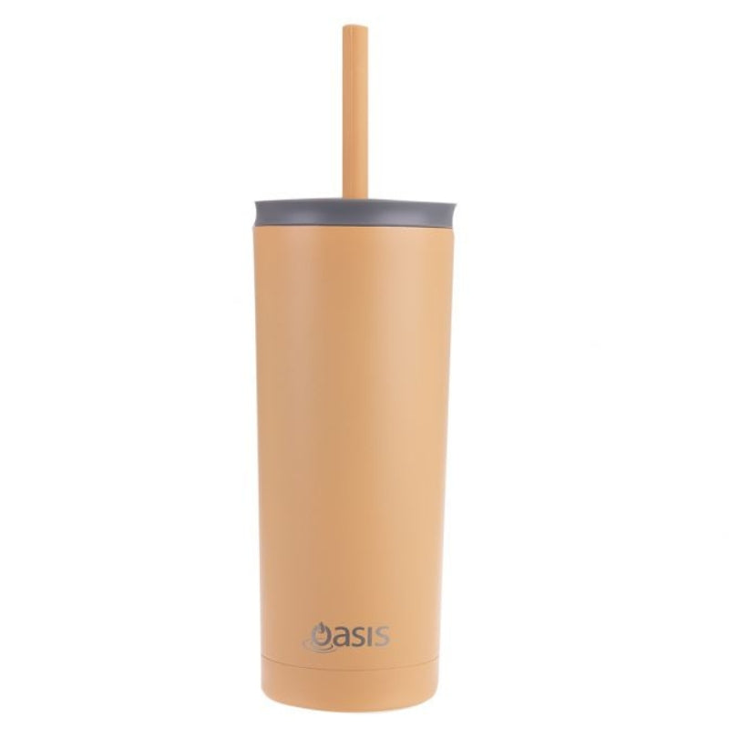 Oasis "Super Sipper" Stainless Steel Double Wall Insulated Tumbler with Silicone Head Straw - 600ml - Rockmelon.