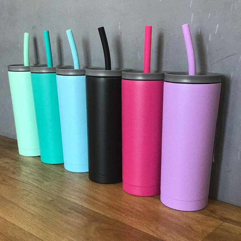 Oasis "Super Sipper" Stainless Steel Double Wall Insulated Tumbler with Silicone Head Straw - 600ml - mixed photo.