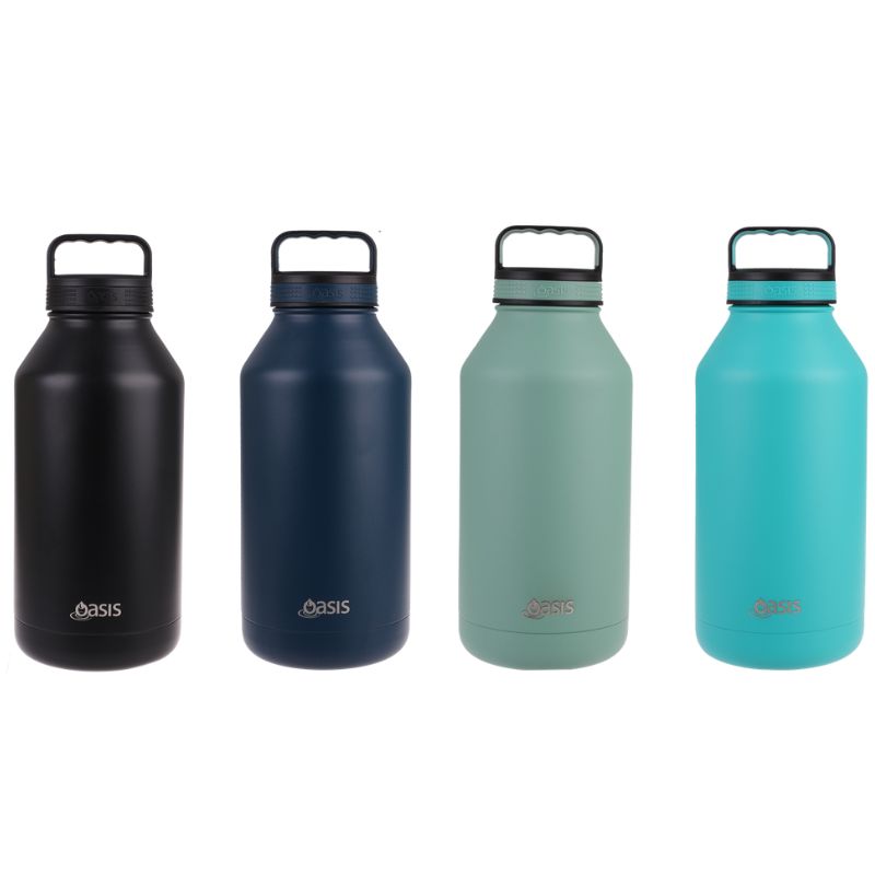 Oasis Titan 1.9L insulated stainless steel bottle - mixed photo of 4 bottles.