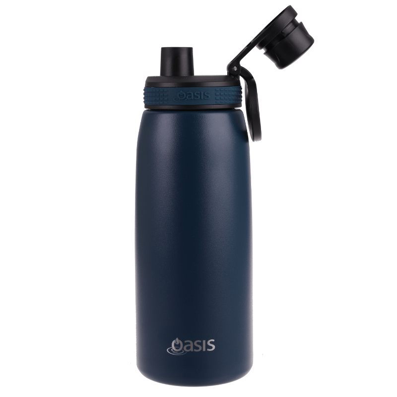 Oasis 780ml sports bottle double walled insulated stainless steel bottle with screw cap lid - Navy.
