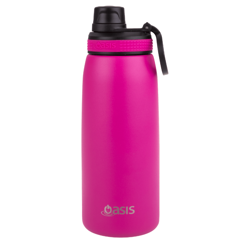 Oasis 780ml sports bottle double walled insulated stainless steel bottle with screw cap lid - Fuchsia.