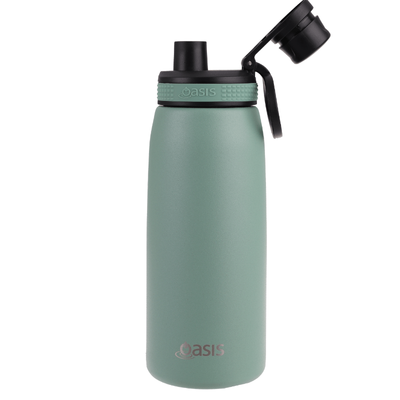 Oasis 780ml sports bottle double walled insulated stainless steel bottle with screw cap lid - Sage Green.