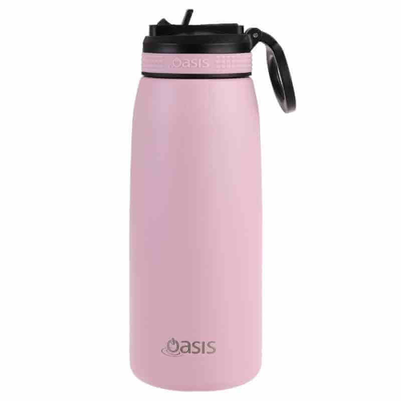 780ml Oasis sports bottle with sipper lid - double walled stainless steel bottle - Carnation.