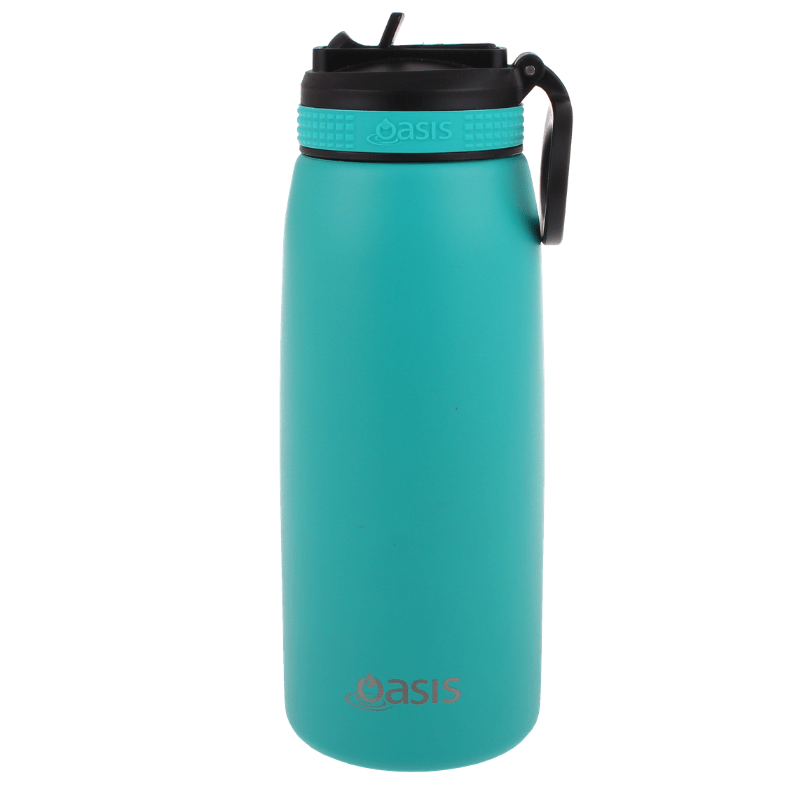 780ml Oasis sports bottle with sipper lid - double walled stainless steel bottle - Turquoise. 