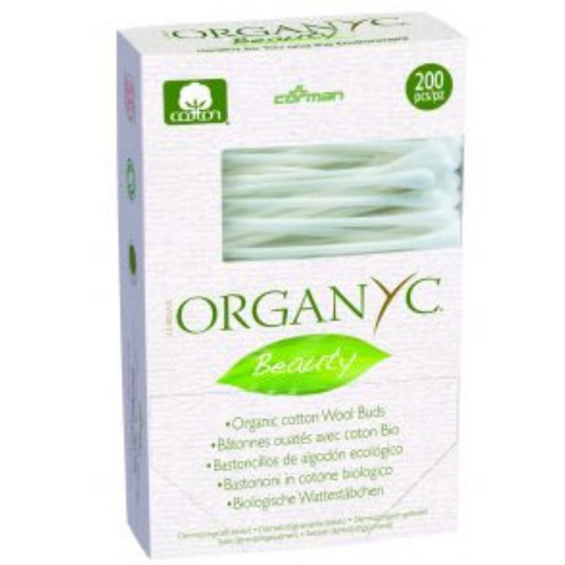 Organyc Cotton Wool Buds with paper stems - packet of 200 pcs