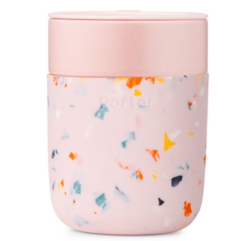 Porter by W&P ceramic cup with silicone wrap in terrazzo 335ml - in Blush.