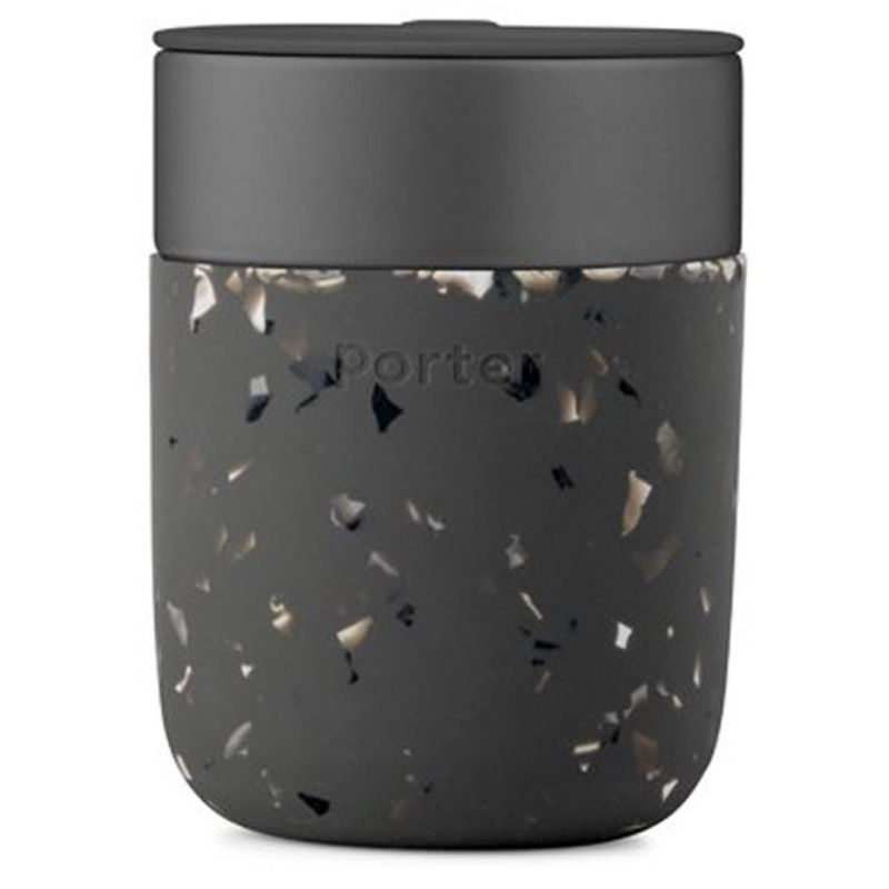 Porter by W&P ceramic cup with silicone wrap in terrazzo 335ml - in Charcoal.