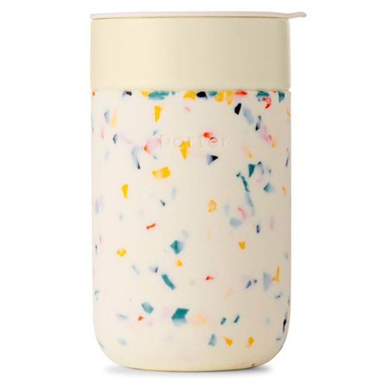 Porter by W&P ceramic cup with silicone wrap in terrazzo 480ml - in Cream.