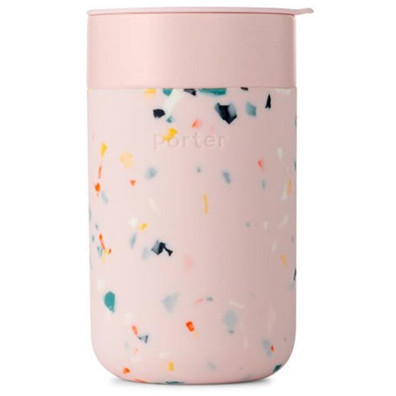 Porter by W&P ceramic cup with silicone wrap in terrazzo 480ml - in Blush.