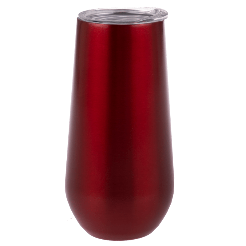 180ml Oasis Champagne double walled flute with lid - Ruby.