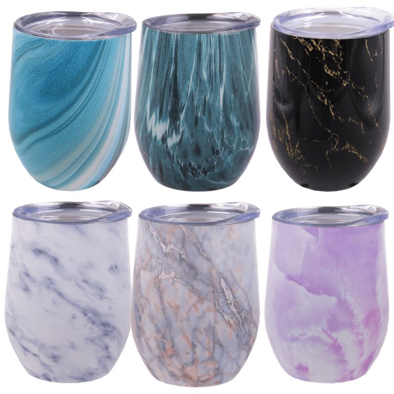 330ml Oasis double walled wine sippy tumbler with lid - mixed photo of 6 tumblers. 