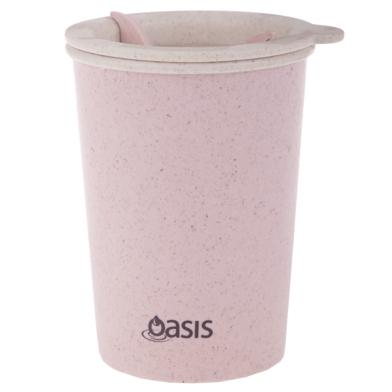 Oasis Double Walled reusable Eco Cup made from wheat straw - 300ml - Pink.