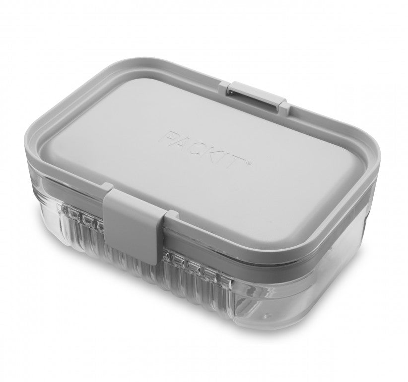 PackIt Mod Lunch Bento customisable lunch system 1.1L with 3 dividers - Steel Grey lid.