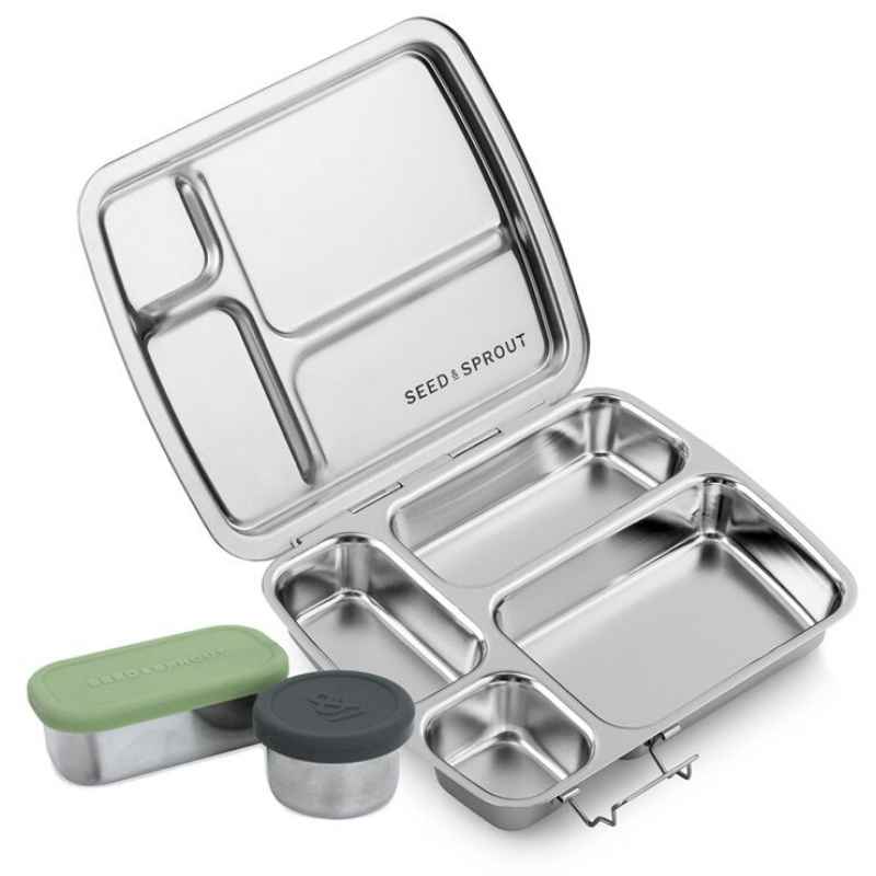    Personalised-Seed-Sprout-CrunchBox-stainless-steel-bento-lunch-box-with-2-tubs-open