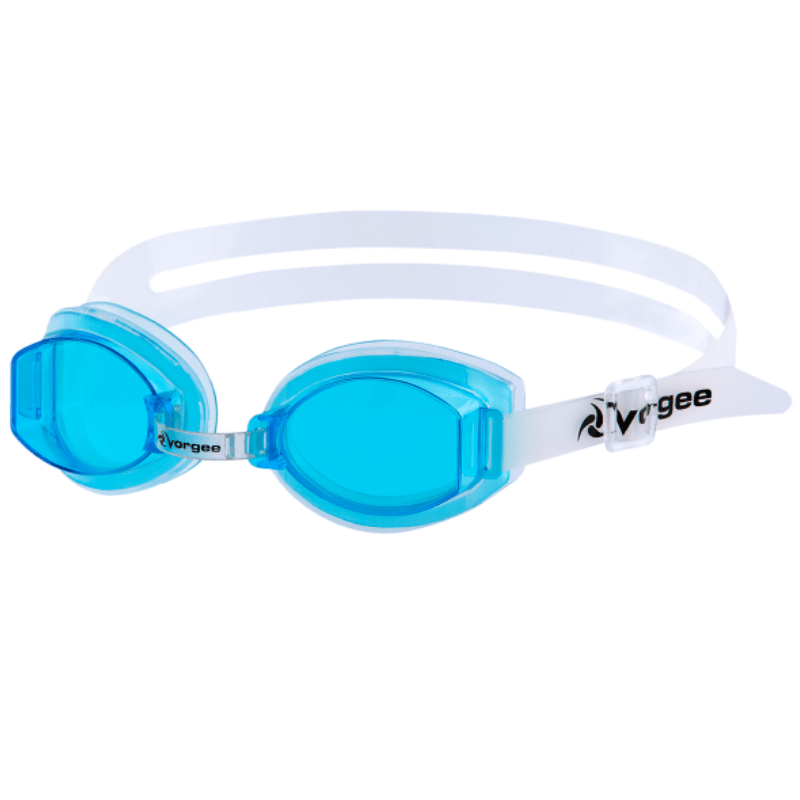 Vorgee Stinger swimming goggles in a hard case - clear aqua.