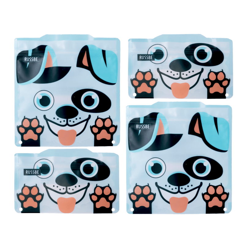 Russbe reusable snack and sandwich bags - set of 4 in Dog design.