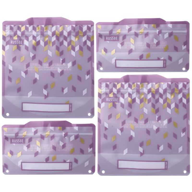 Russbe reusable snack and sandwich bags - set of 4 in Metallic Confetti design.