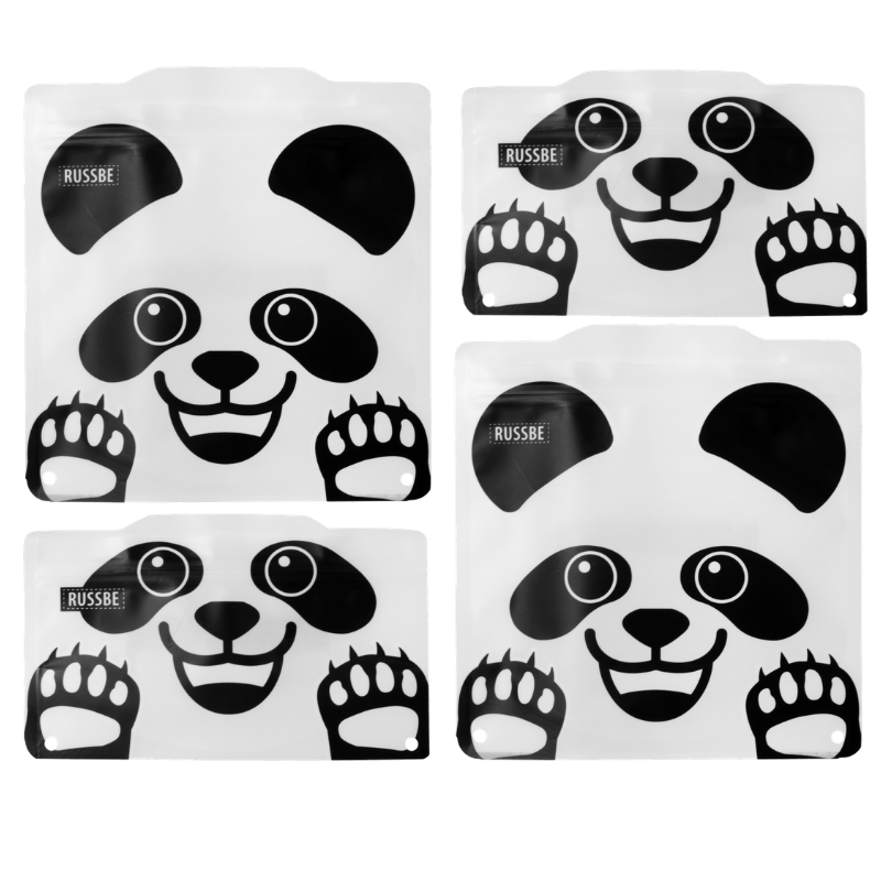 Russbe reusable snack and sandwich bags - set of 4 in Panda design.