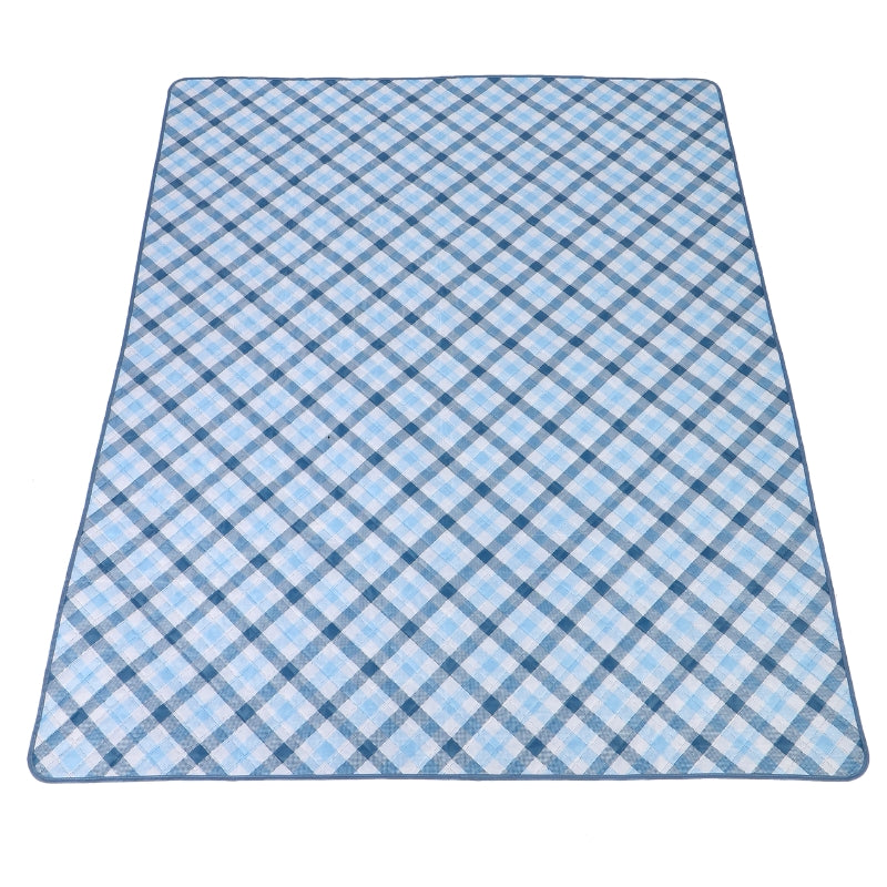 Sachi Picnic Rug - 175cm x 142cm in Gingham Blue/Grey design.