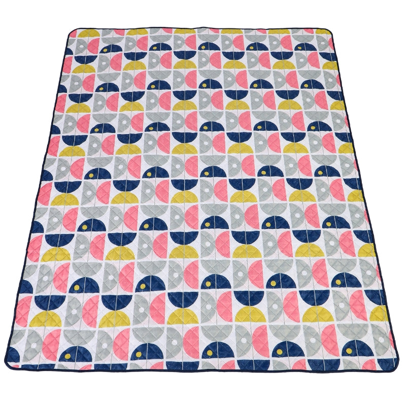 Sachi Picnic Rug - 175cm x 142cm in Nordic Geo design.