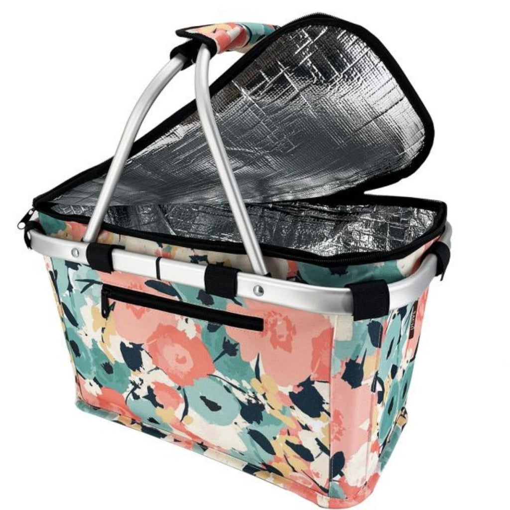 Sachi insulated carry picnic basket with lid - Pastel Blooms.
