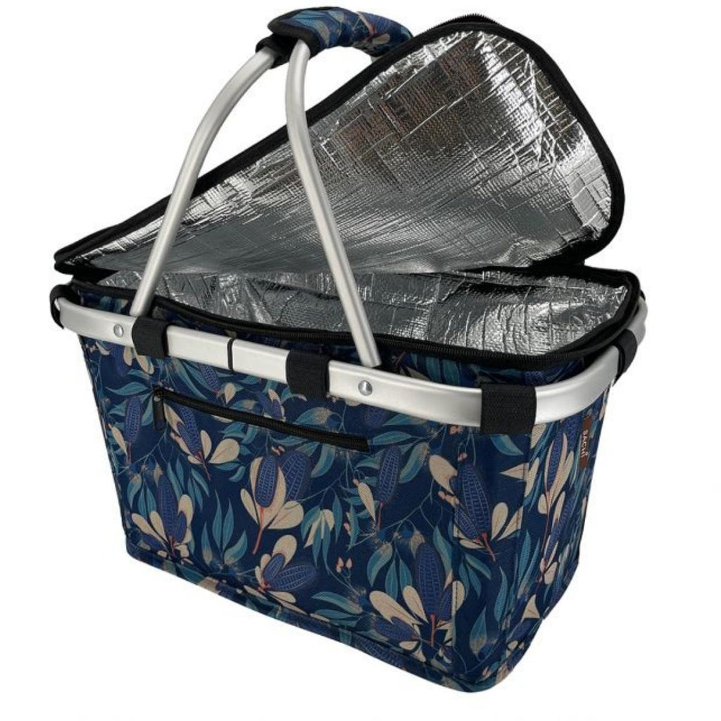 Sachi insulated carry picnic basket with lid - Native Bushland.