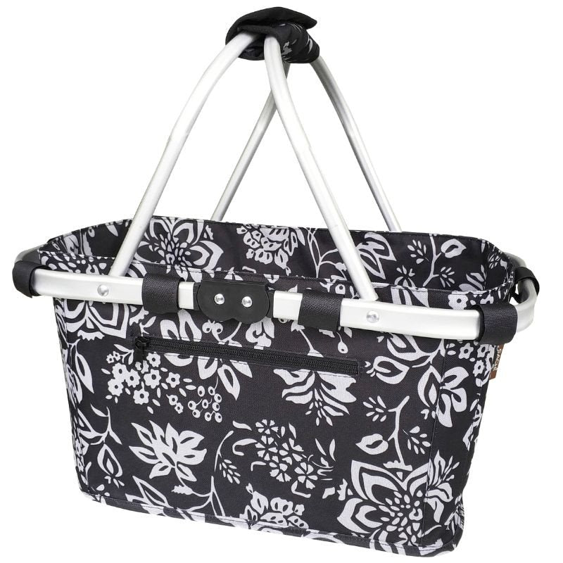 Sachi two handle carry shopping basket in Camelia Black design.