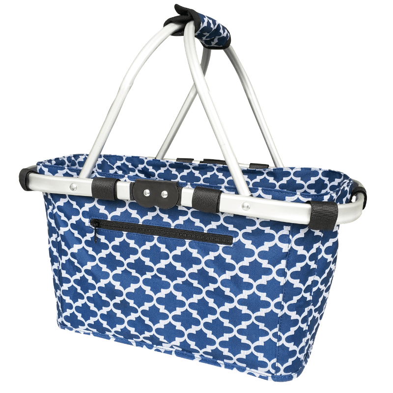 Sachi two handle carry shopping basket in Moroccan Navy design.