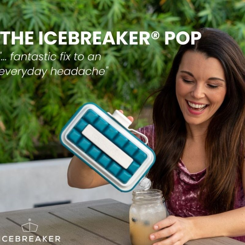 Icebreaker Pop Ice Maker by Icebreaker Nordic - photo of woman pouring icecubes in to a drink. 