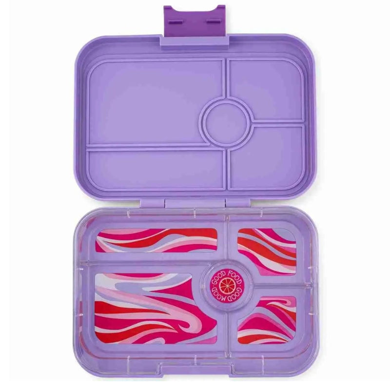 Yumbox Tapas leakproof bento lunch box with 5 compartments Groovy tray in Ibiza Purple.
