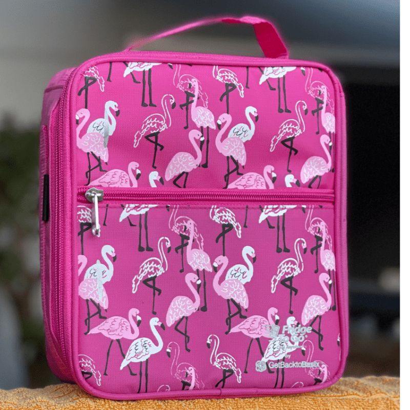 Medium Fridge to-go insulated lunch bag - Flamingo pattern.